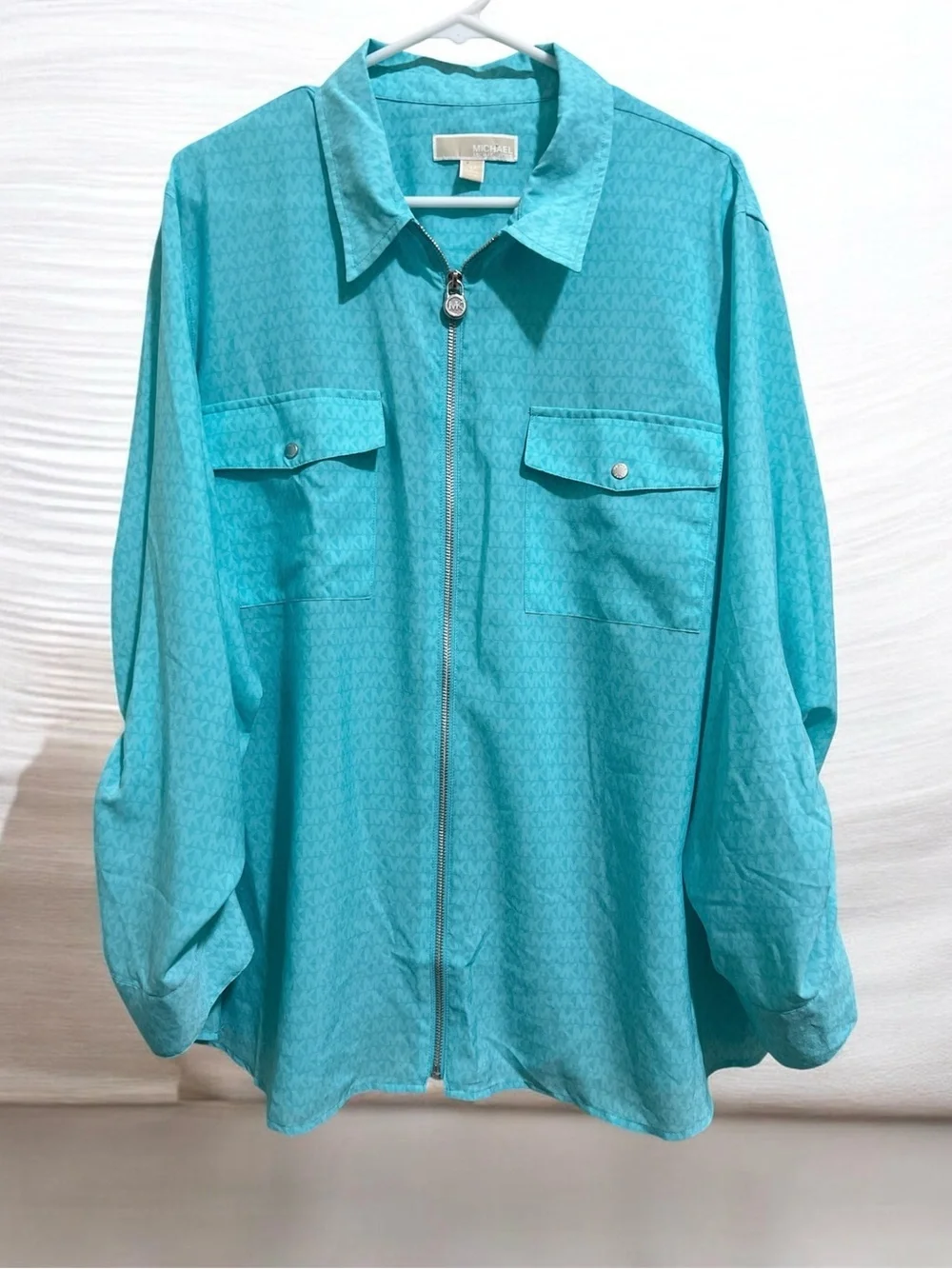 Michael Kors Turquoise Zip-Up Top